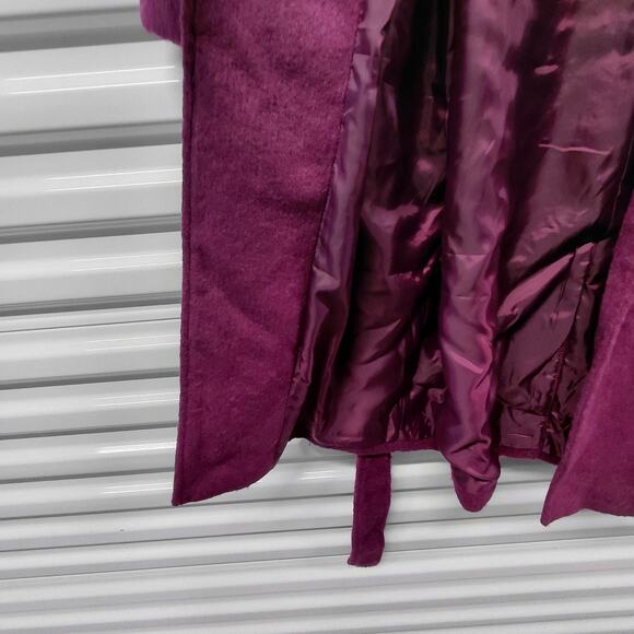 Steve Madden Womens Belted Long Coat Size XS Purple Textured Winter Chic Cozy - Picture 11 of 11